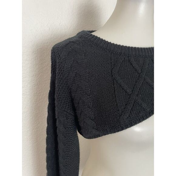Hera Collection Sweater Super Crop Pullover Distressed Cable Knit - Picture 4 of 9